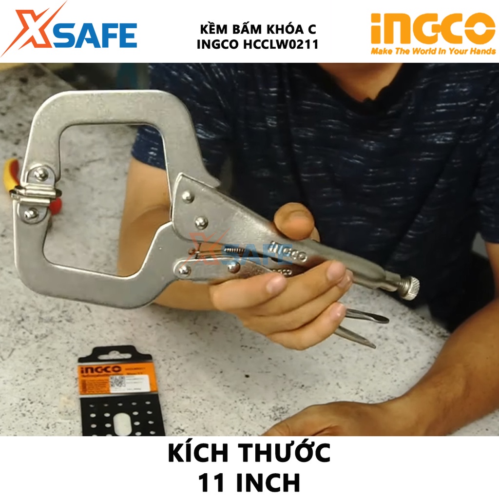 Kềm bấm khóa C INGCO HCCLW0211 11 inch Kìm bấm thép mạ niken, thiết kế nhỏ gọn, thuận tiện