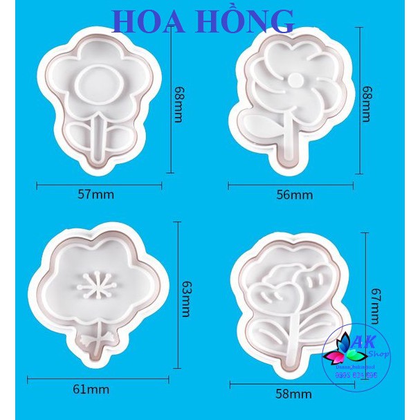 SET 4 KHUÔN NHẤN BÁNH QUY LÒ XO NHỰA