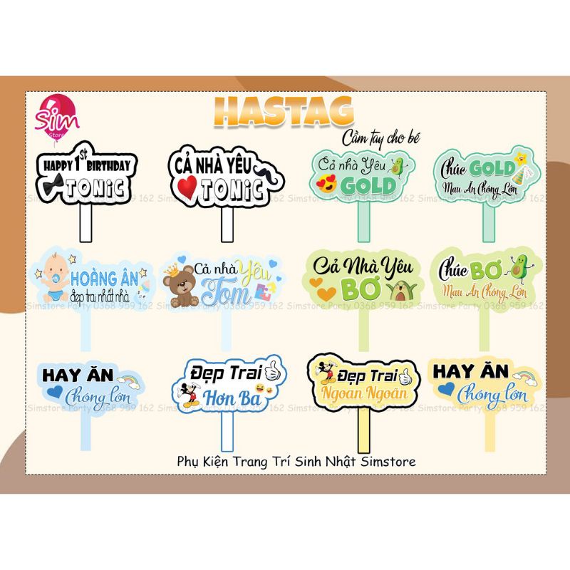 hastag cầm tay cho bé sinh nhật,cho bạn và người thân,hastag cầm tay đám cưới