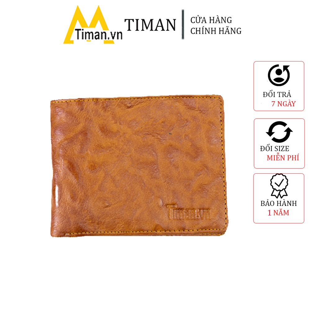 Ví nam mini dài cầm tay dáng đứng chất liệu da bò hàng hiệu kẹp tiền bảo hành 1 năm VD07 TIMAN