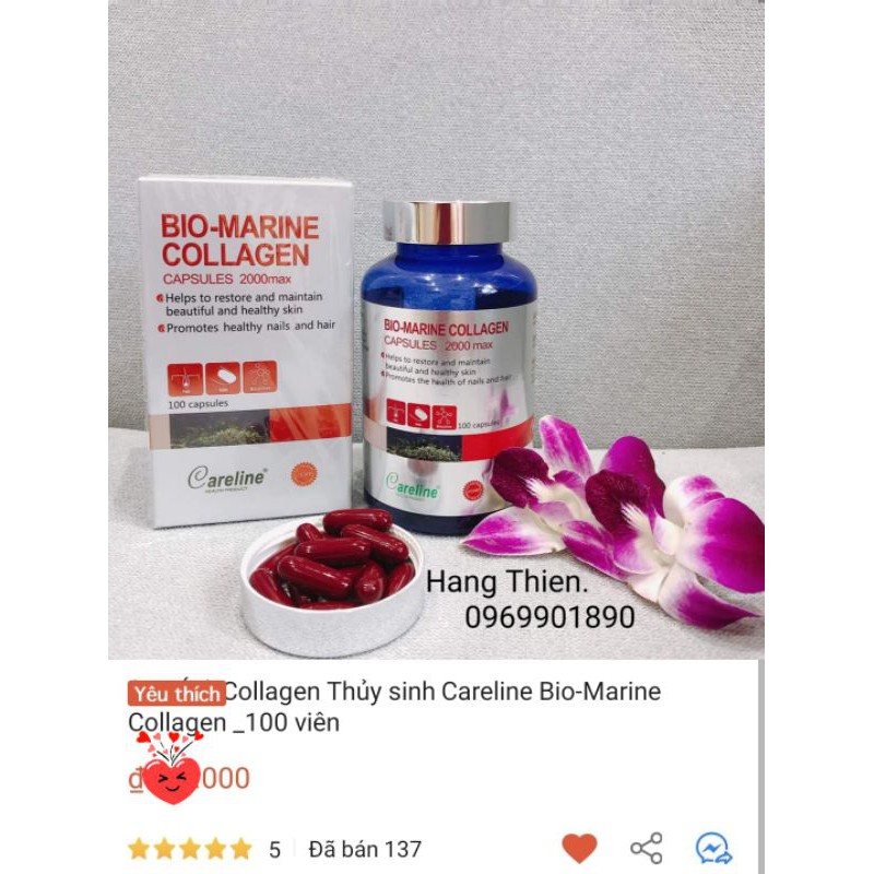 (Đủ bill) Viên uống đẹp da Collagen thủy sinh BioMarine Collagen của Careline