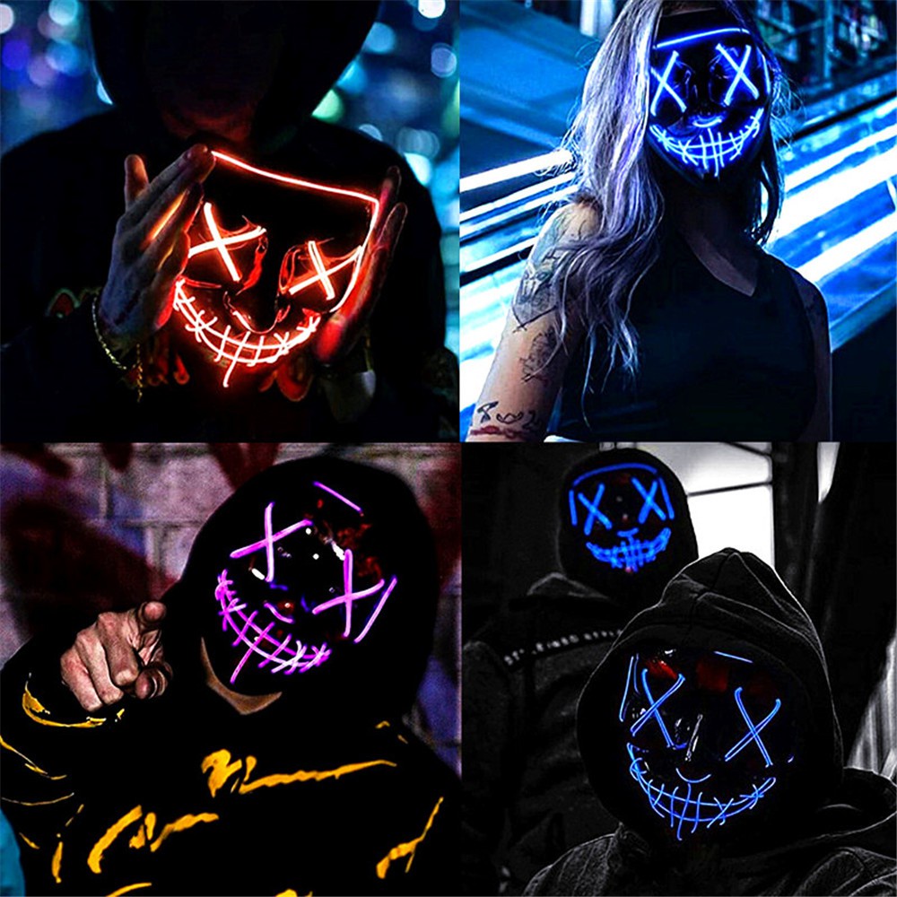 Mặt nạ Hacker thanh trừng chớp đèn mặt nạ phát sáng hóa trang halloween bachhoadochoi