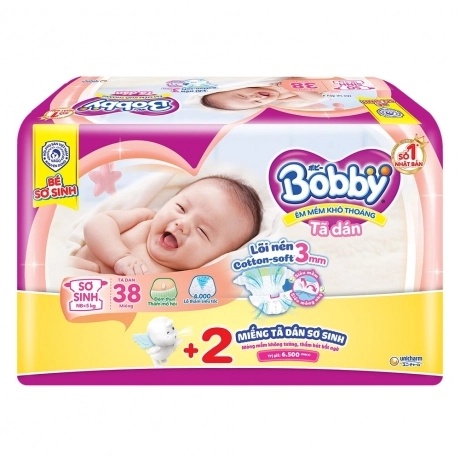 Tã dán Bobby NewBorn Size XS 40 miếng (Dưới 5Kg)