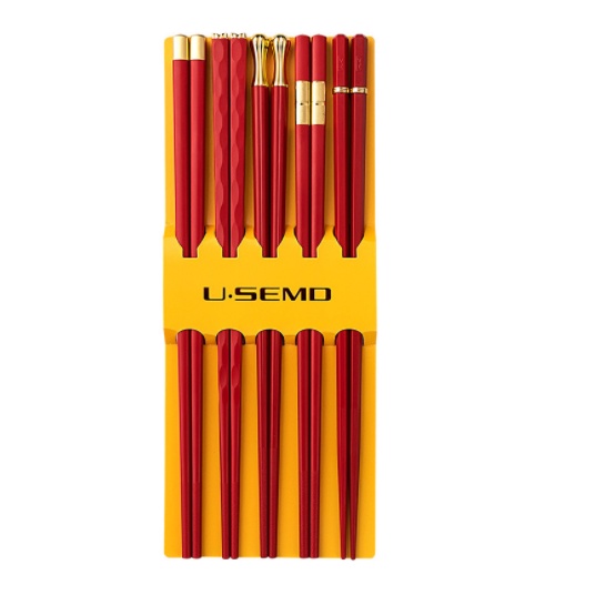 Bộ 5 đôi đũa đỏ viền vàng sang trọng T21