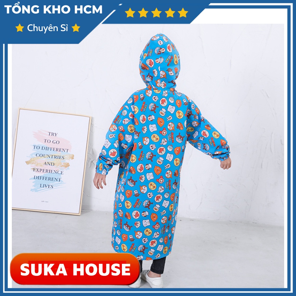 Áo Mưa BÍT TRẺ EM Cho Bé Cao 100- 130cm Vải Dù Không Xẻ Tà AM13