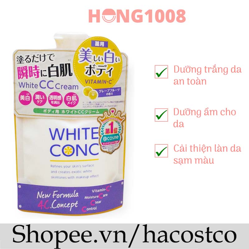 Sữa dưỡng thể trắng da White Conc Body White CC Cream Nhật Bản 200g