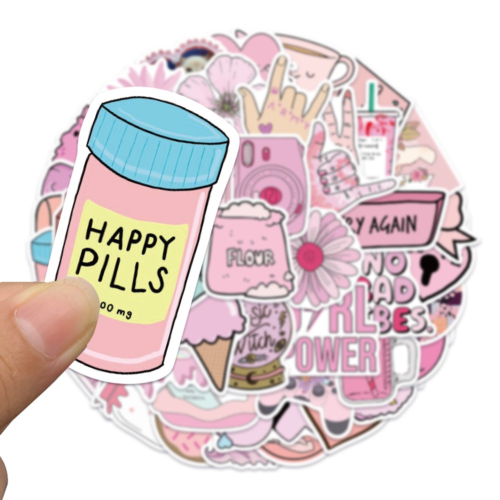 Bộ 50 miếng dán họa tiết graffiti hoạt hình bằng vinyl chống thấm nước để trang trí sổ tay / ván trượt