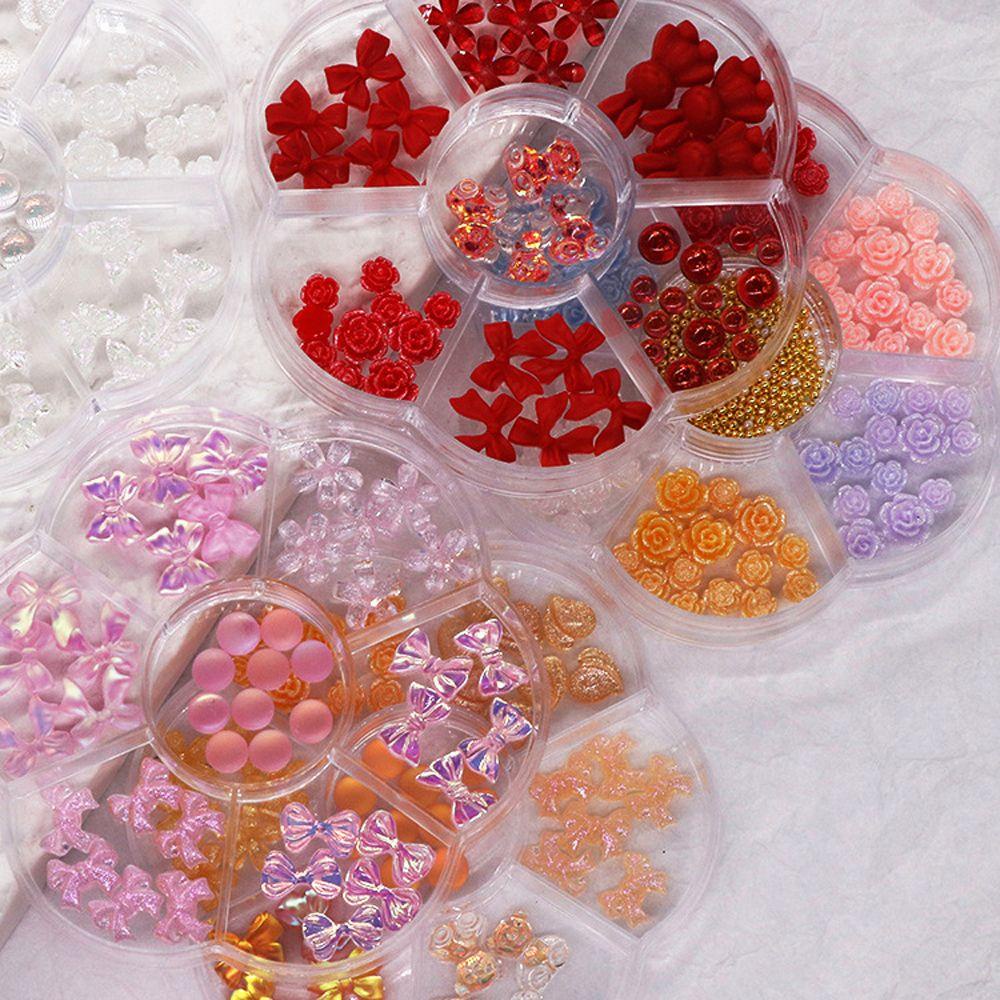 Móng Tay Cực Quang OCEANMAP|Phụ Kiện Trang Trí Móng Tay 3D Hình Gấu Hoa Hồng Đính Nơ Xinh Xắn