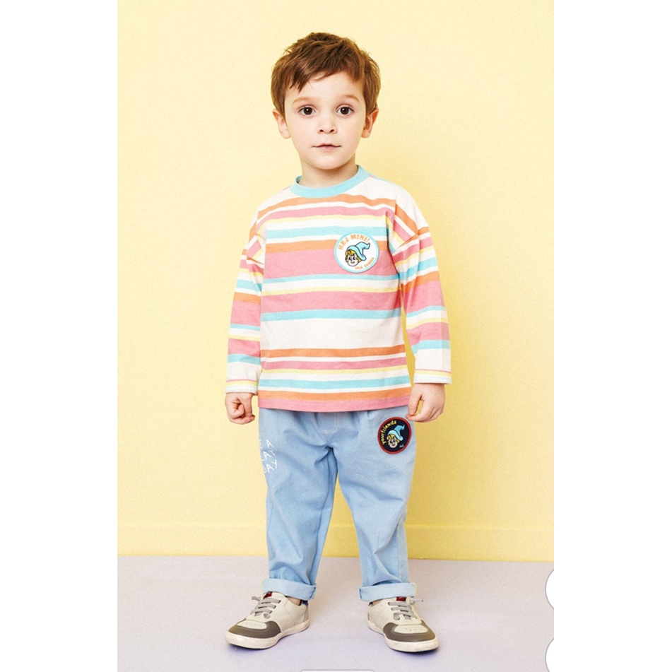 Áo thun kẻ bé trai logo ngực Hej. HA3457