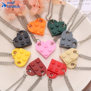 Sáng Tạo Thời Trang Trái Tim Nhiều Màu Sắc Mặt Dây Chuyền Vòng Cổ Lego Xương Đòn Dây Chuyền Vòng Cổ Nữ Trang Sức Phụ Kiện