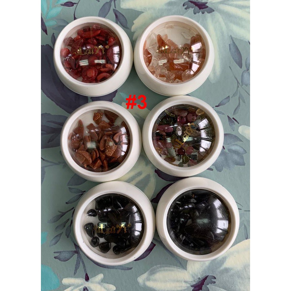 Sét Xà Cừ Sỏi Trang Trí Móng Nail Với Màu Sắc Tự Nhiên Pha Lê trong Suốt  - Lẻ 1 Sét 6 Hũ