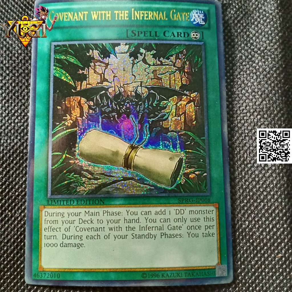 Bài Vua trò chơi lá Covenant With The Infernal Gate hiệu ứng nền cát ánh xạ ai cập Secret Rare Yugioh TẶNG Top Loader bọ