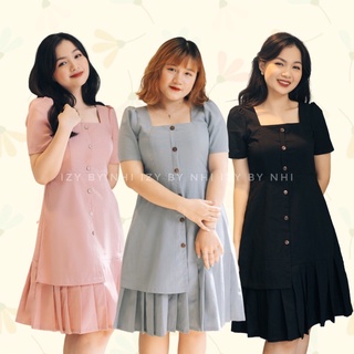 VÁY ĐẦM BIGSIZE CỔ VUÔNG XẾP LY DÁNG A - HERA DRESS - IZYBYNHI