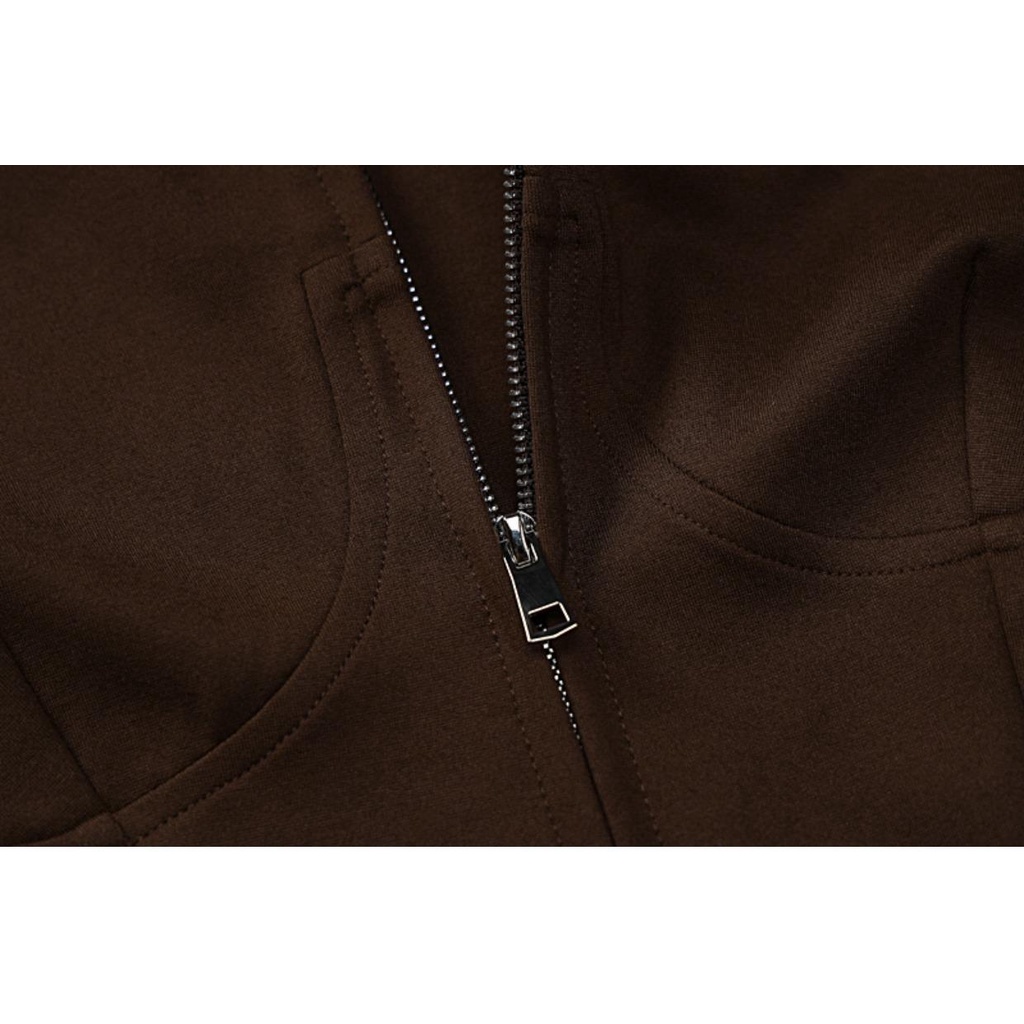 Áo Sweater Tay Dài Kẻ Sọc Phối Khóa Kéo Thời Trang Đường Phố Cá Tính Cho Nữ