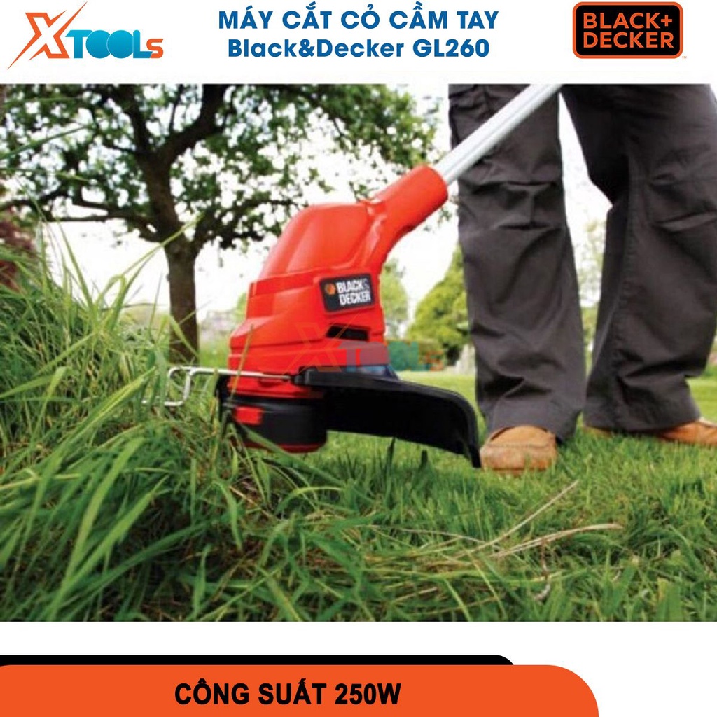 Máy cắt cỏ cầm tay 250W GL260, công nghệ cắt bằng dây cước, độ cắt rộng 23cm, dây dẫn điện dài 6m [CHÍNH HÃNG][XTOOLS]