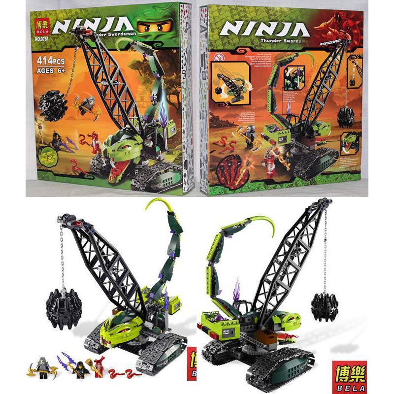 Đồ chơi lắp ráp xếp hình logo bela ninjago xe chùy bọ cáp Lloyd Garmadon và rắn ninja 9761