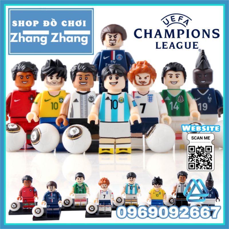 Đồ chơi xếp hình Messi Ronaldo - Neymar JR - Pogba Ibrahimovic - Chicharito Ozil - Beckham Minifigur