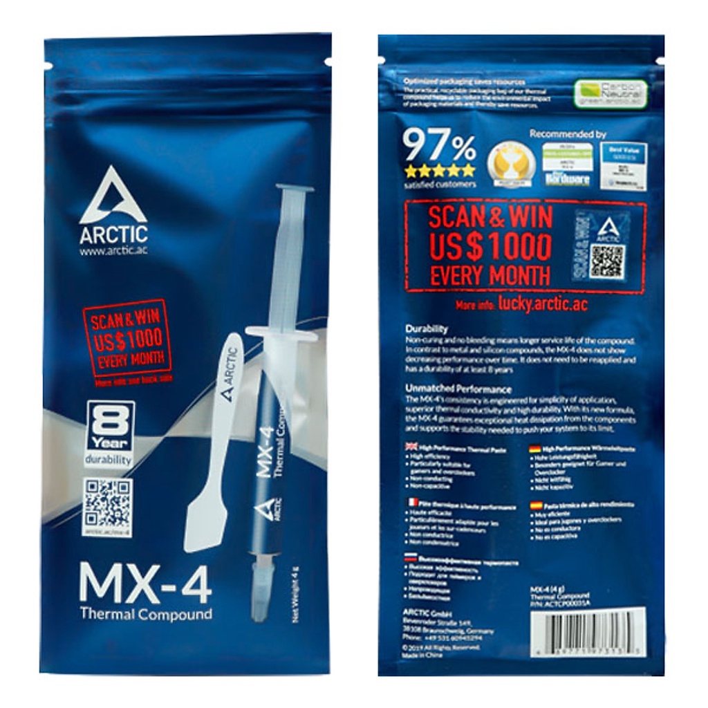 Keo tản nhiệt Arctic MX4 - 20g 8g 4g Thermal Compound, hỗ trợ làm mát tản nhiệt Máy tính, laptop Cao cấp