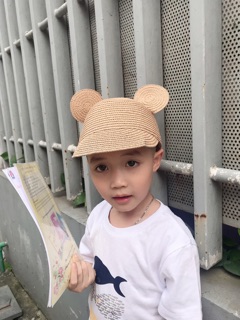 Mũ cói tai gấu