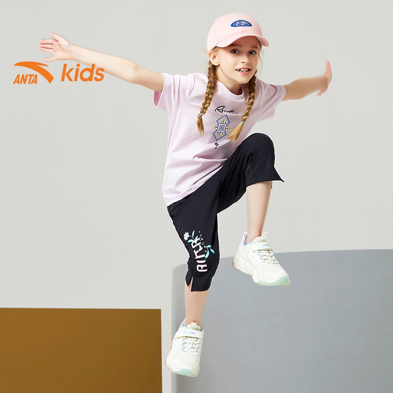 Quần lửng thời trang bé gái thương hiệu Anta Kids 362138382-1, lưng thun, co giãn 4 chiều