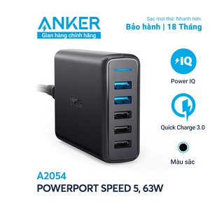 Sạc ANKER PowerPort Speed 5 Cổng USB QC 3.0 - A2054