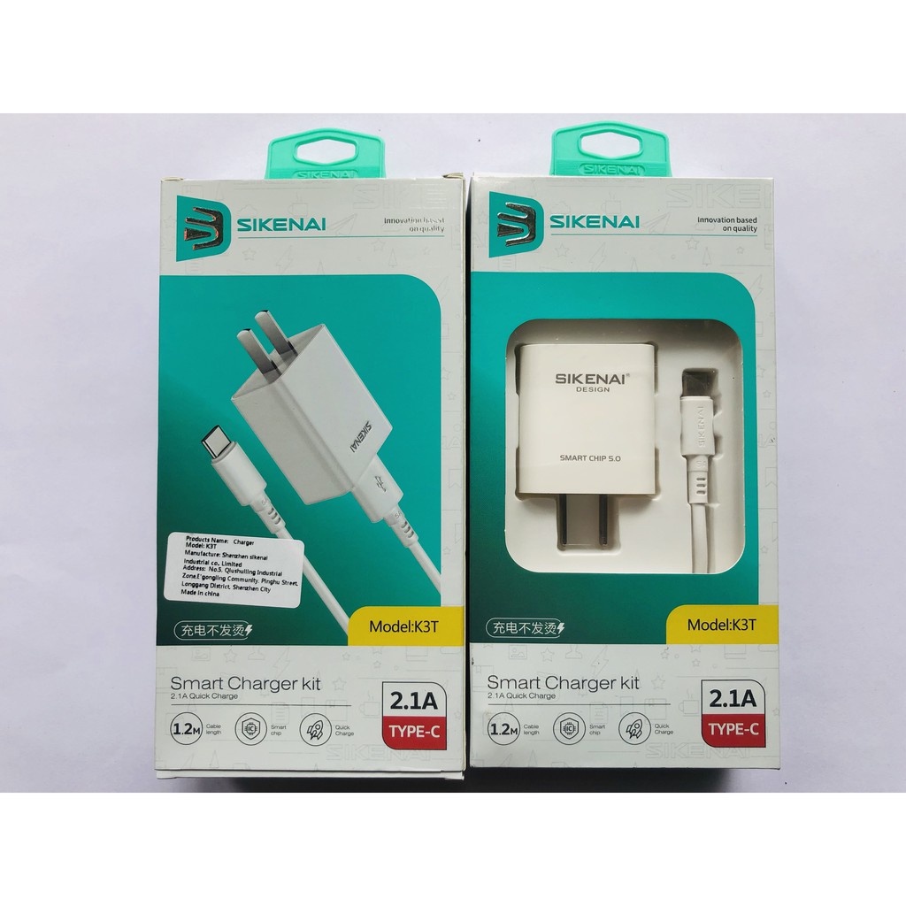 Bộ sạc nhanh Sikenai K3 Chân IP - Chân Micro - Chân TypeC
