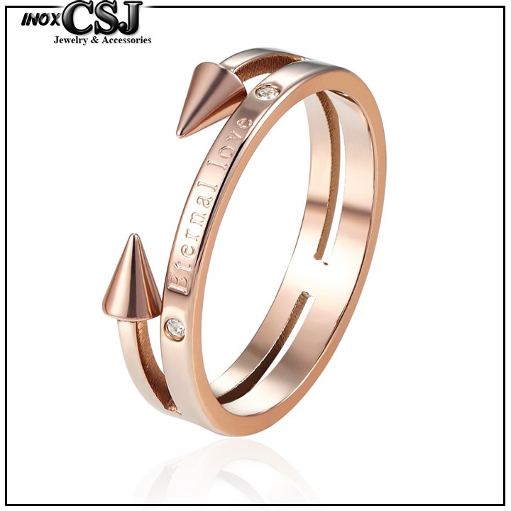 NHẪN TITAN MÀU HỒNG ETERNAL LOVE siêu đẹp, chuẩn thời trang - tặng hộp đựng xinh xắn