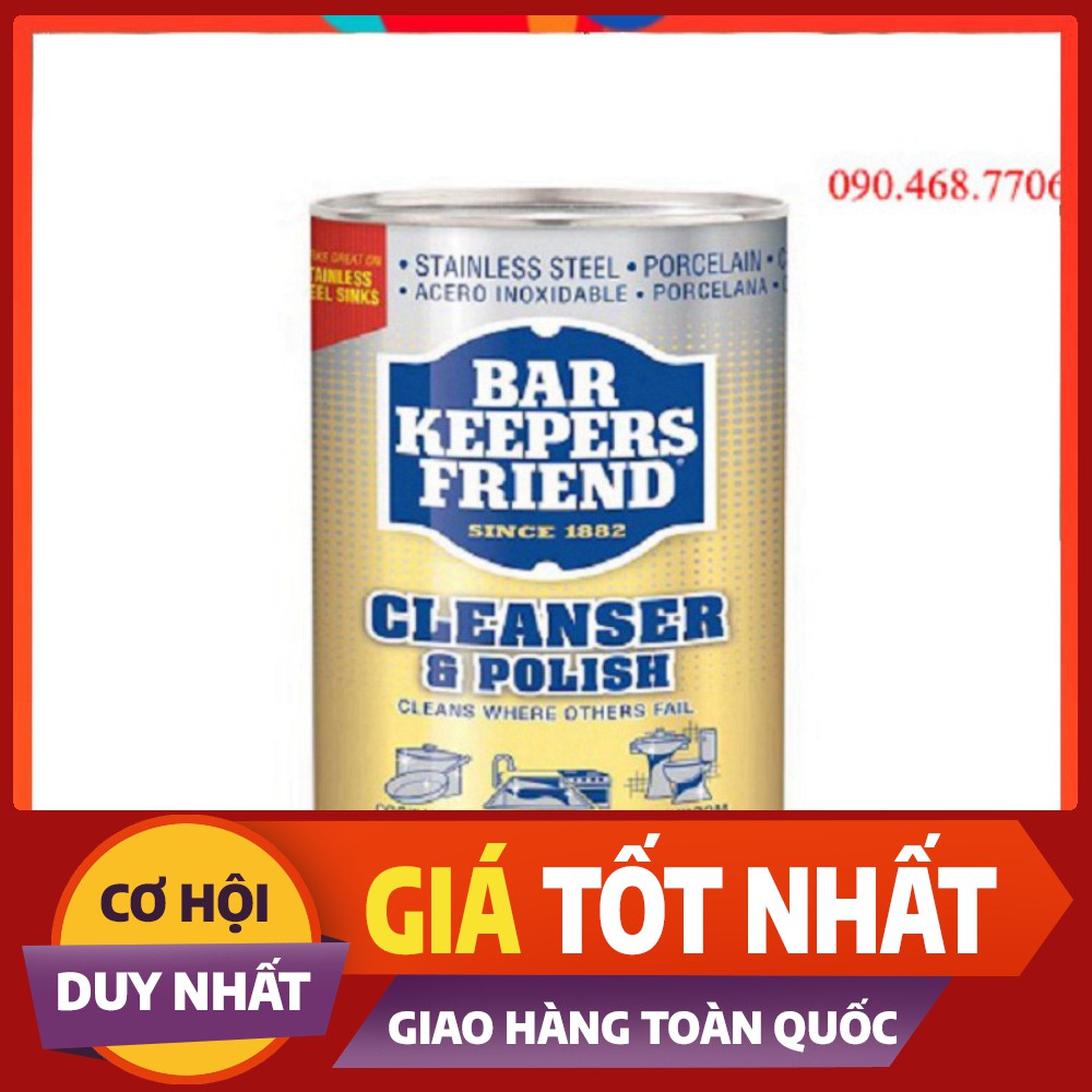 Bột làm sạch vách kính, bàn ăn hàng Mỹ Bar keepers friend