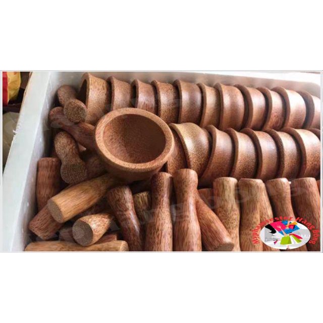 Bộ chày cối gỗ dừa tự nhiên không sáp, không sơn
