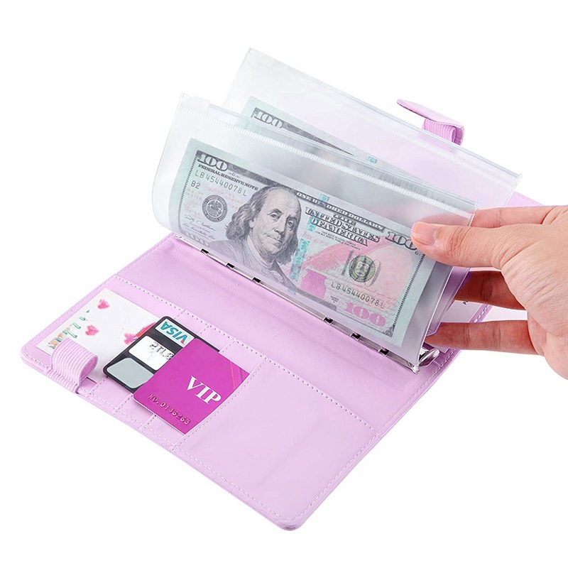 2 Bìa sổ tay A6 da pu với phụ kiện màu tím/xanh dương tùy chọn