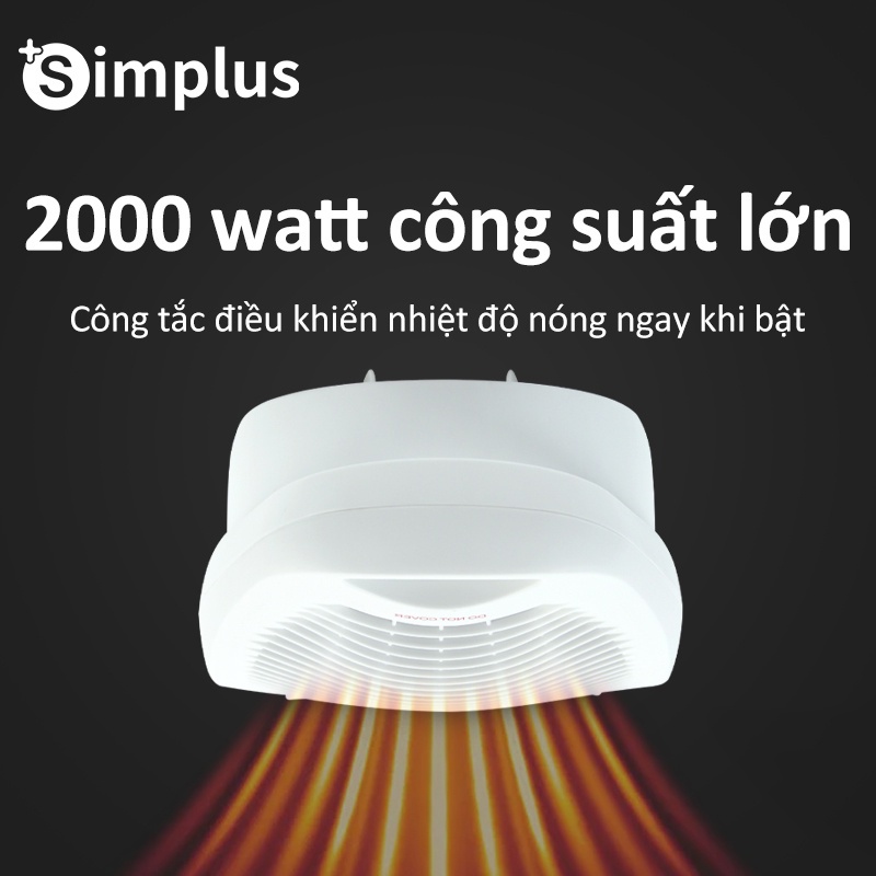 【Ready Stock】Máy sưởi  Simplus máy sưởi gia đình mini 2000W Máy sưởi phòng tắm phòng ngủ máy sưởi nhỏ nóng nhanh