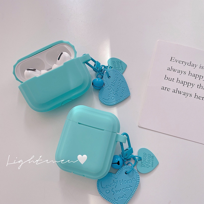 Vỏ Bảo Vệ Hộp Sạc Tai nghe không dây Airpods 1 / 2 / 3 / pro Hình Vòng Tay Trái Tim Màu Xanh Da Trời