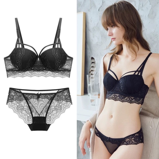 (Thanh lý) Bộ Đồ Lót Ren Có Gọng Nâng Ngực Push Up Mới S193