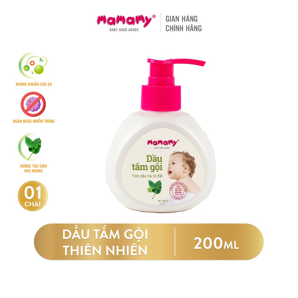 Dầu / sữa tắm gội toàn thân Thiên nhiên An toàn cho da Mamamy 200ml - Combo 1 chai