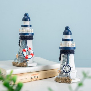 Mô hình ngọn hải đăng 1 tháp trang trí 17cm - Decor đồ trang trí theo phong cách biển Địa Trung Hải