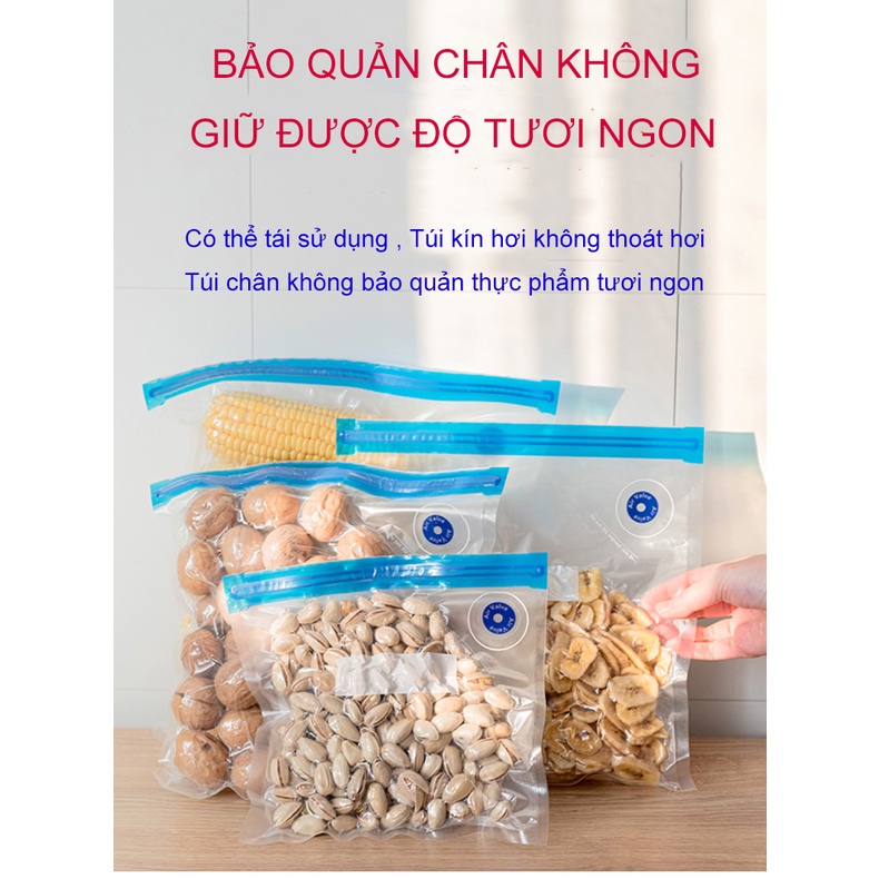 Túi hút chân khôg đựng thực phẩm được tái sử dụng nhều lần , nhiều kích cỡ lựa chọn