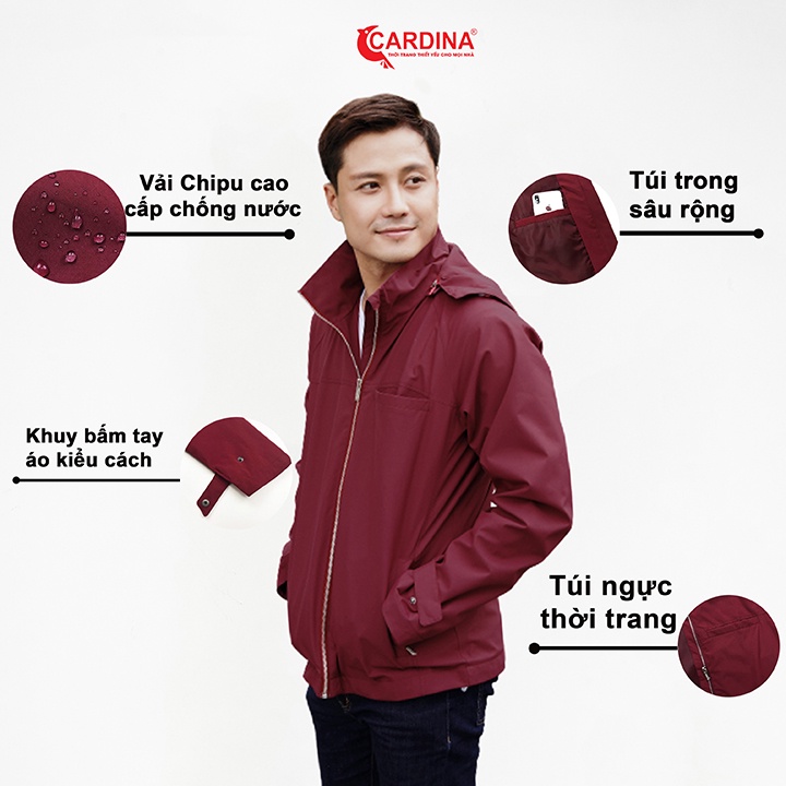 Áo Jacket Nam 𝐂𝐀𝐑𝐃𝐈𝐍𝐀 2 Lớp Cao Cấp, Chống Nước, Chống Nhăn JM