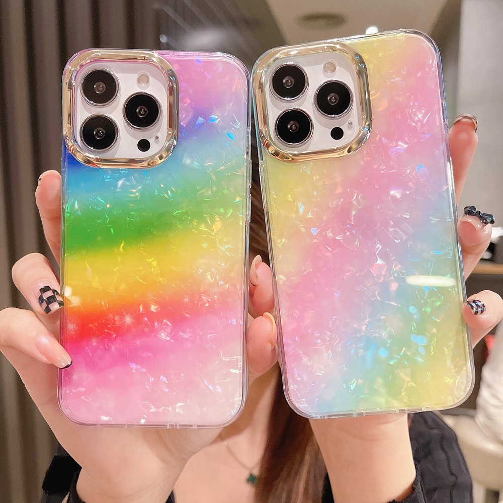 Ốp Điện Thoại Họa Tiết Cầu Vồng gradient Cho iphone 15 14 11 12 13 pro max 14 plus