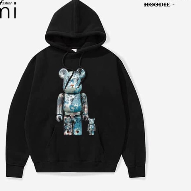 Áo Hodie tay dài GẤU bearbrick loang unisex BASSIC nỉ cotton hia màu mũ hia lớp dày dặn SIÊU RẺ