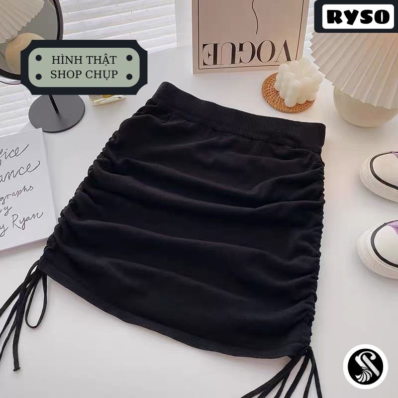 Chân váy nhún rút dây 2 bên vải thun borip có giản ôm body có quần lót trong | BigBuy360 - bigbuy360.vn