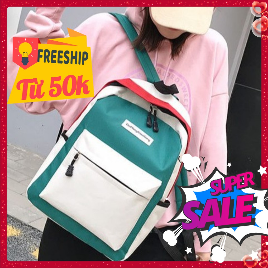 Balo Thời Trang Cao Cấp 💖 FREESHIP 50K 💖 Balo Đi Học Chất Vải Bố Bền Đẹp Phối Mầu Trẻ Trung Nữ Tính - CHÍNH HÃNG