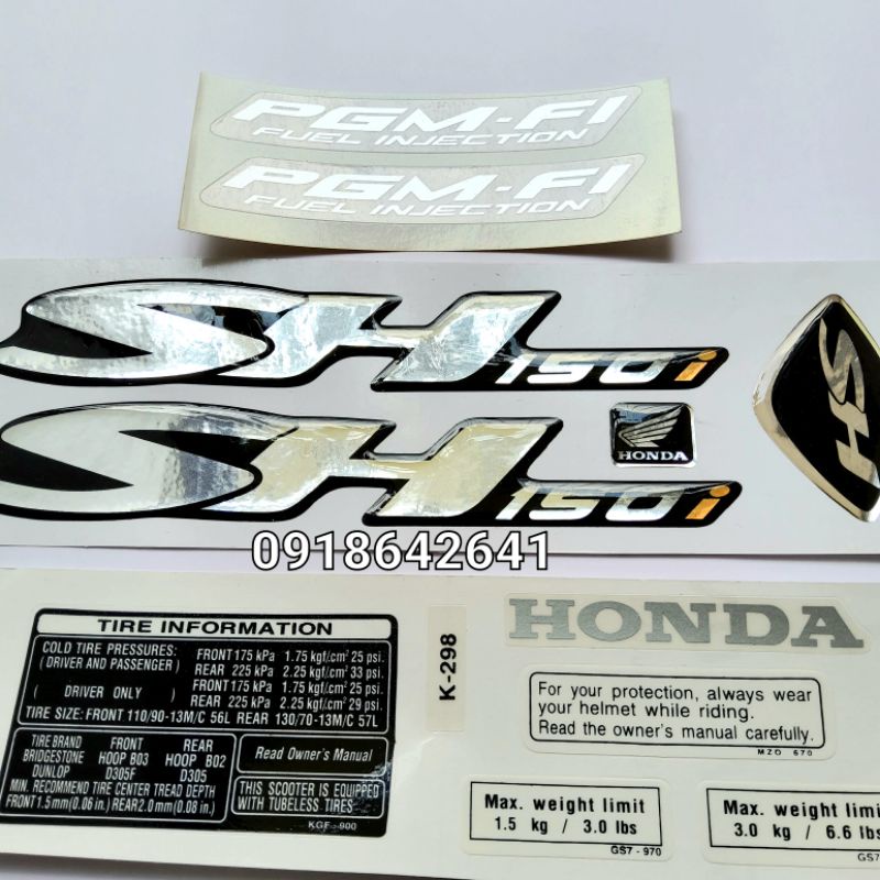 Bộ tem chữ SH 150i việt đời 2008 kèm thông số như zin