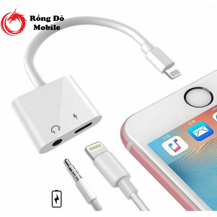 Cáp Chuyển Đổi Lightning Sang 3.5mm 2 Trong 1 Cho Iphone Giắc Chia Cổng Cho iPhone 7/8/X/11 Thành Cổng Sạc + Tai Nghe