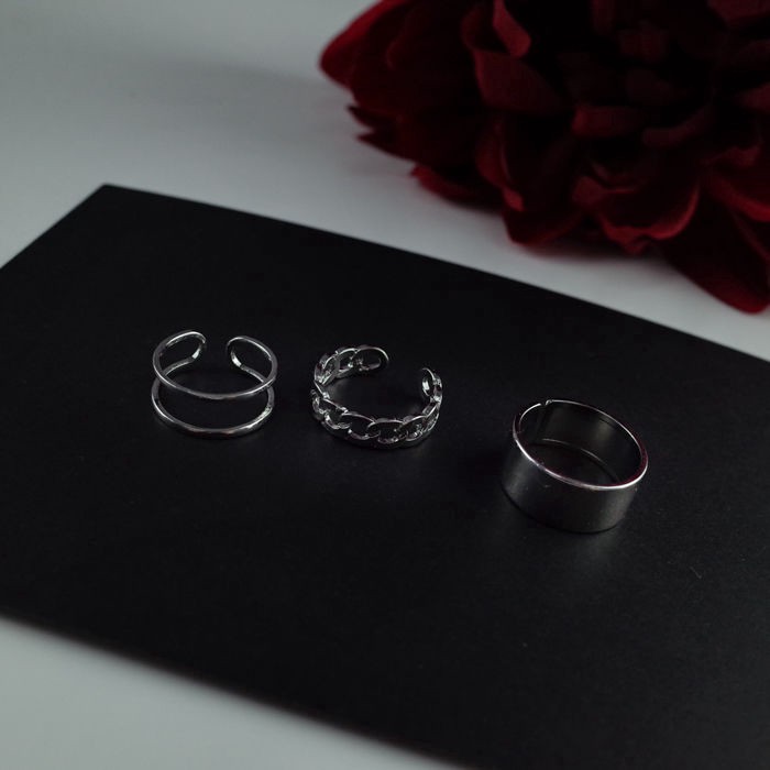 [Miễn Phí Vận Chuyển] Set Ba Chiếc Nhẫn Ba Mảnh Phong Cách Mát Mẻ Đơn Giản Dễ Phối Đồ Dành Cho Nam 23400