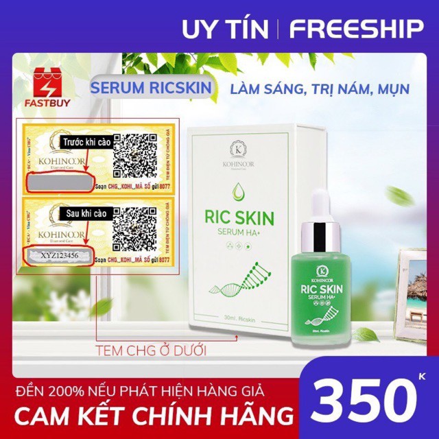 Bộ sản phẩm serum ric skin ha+ sữa rửa mặt ric skin wash foam [ Rẻ+Đẹp+ Video]