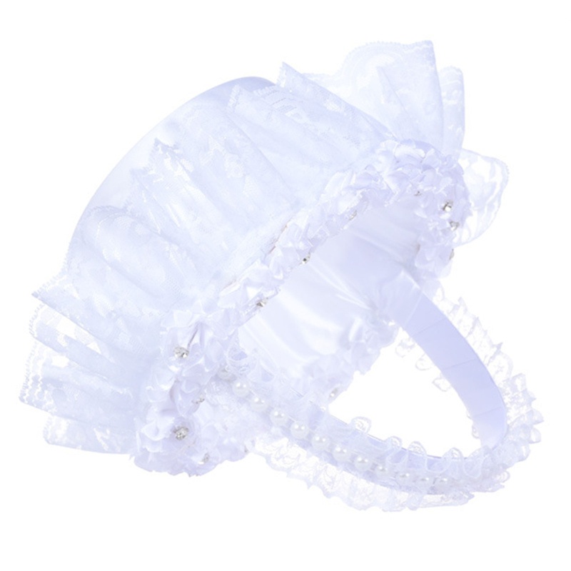 Giỏ Hoa Giả Bằng Vải Satin Phối Ren Trắng 7.5in Dùng Trang Trí Đám Cưới Wx7.9In H