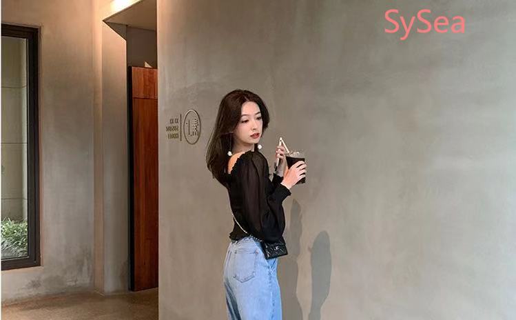 Áo Vải Voan Dài Tay Cổ Vuông Duyên Dáng Cho Nữ