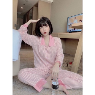 Bộ ngủ Pijama lụa latin tay dài quần dài cổ sen cao cấp