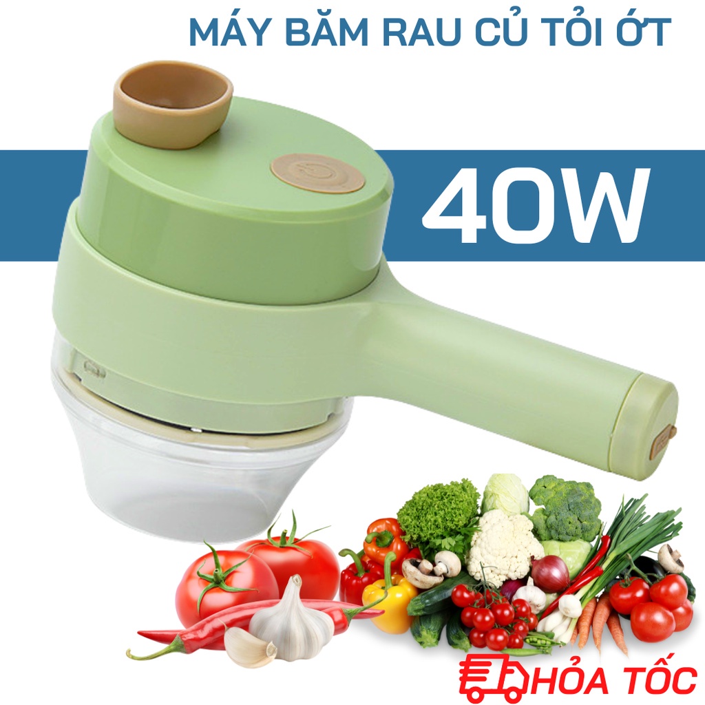 Máy Băm Rau Củ Qủa, Tỏi Ớt Cầm Tay, Máy Xay, Thái Tỏi Ớt Rau Củ Sử Dụng Pin Sạc Cổng USB Tiện Dụng