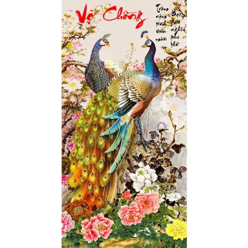 Tranh thêu Vợ chồng - Phu Thê Viên Mãn Lv3526 kt 43x75cm